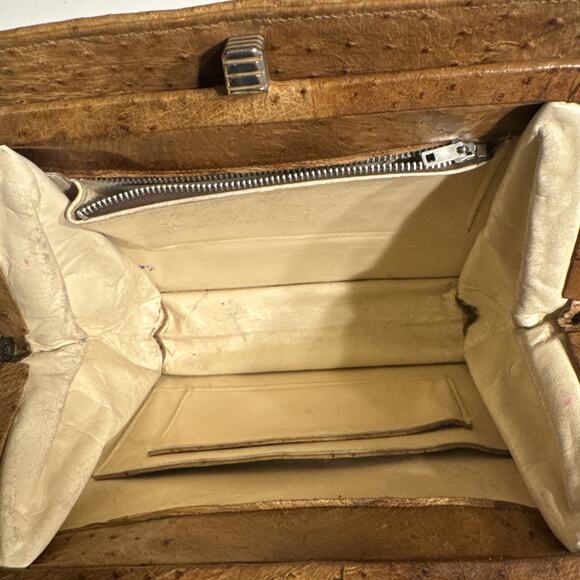 Vintage BrownOstrich Leather Small Hand Bag - Picture 9 of 13